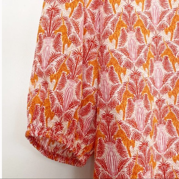 Anthropologie 0 blouse red and orange tigers print - Picture 3 of 5